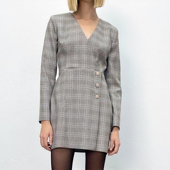 NWT Zara Plaid Blazer Dress - Picture 2 of 10